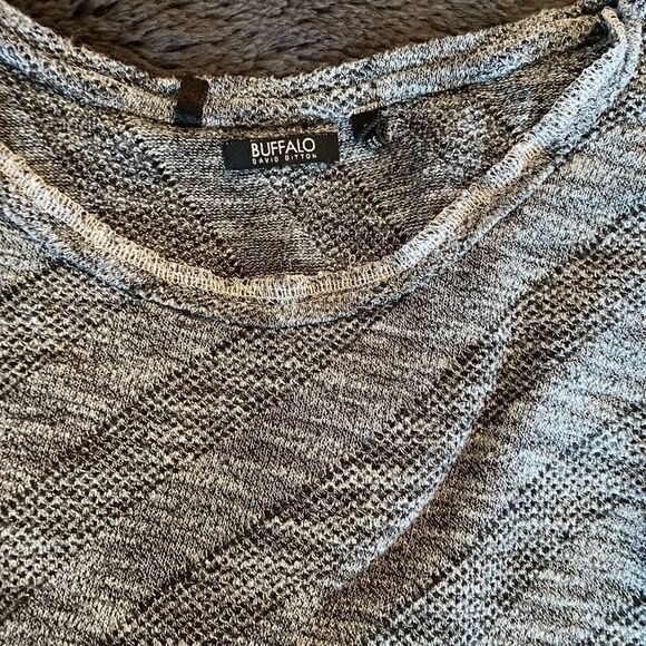 Buffalo Grey Striped Asymmetric Sweater Size S - Picture 2 of 4